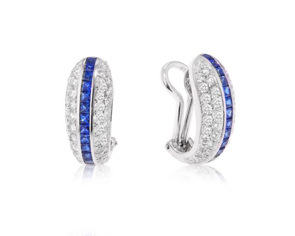 Золотые серьги с сапфирами и бриллиантами Faberge