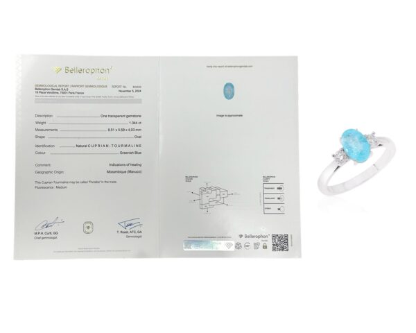 Золотое кольцо с турмалином параиба Мозамбик 1.34ct Evgeny Matveev