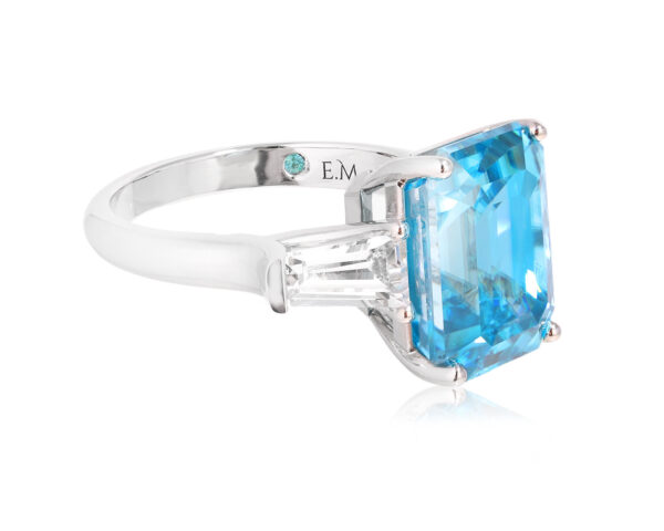 Платиновое кольцо с голубым цирконом 10.98ct Evgeny Matveev