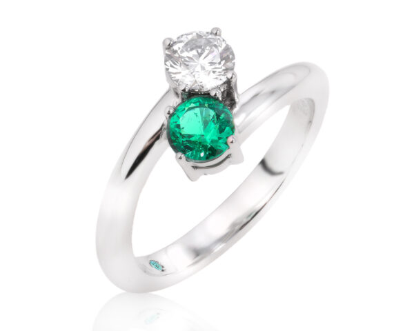 Платиновое кольцо с изумрудом 0.39ct и бриллиантом 0.50ct Evgeny Matveev