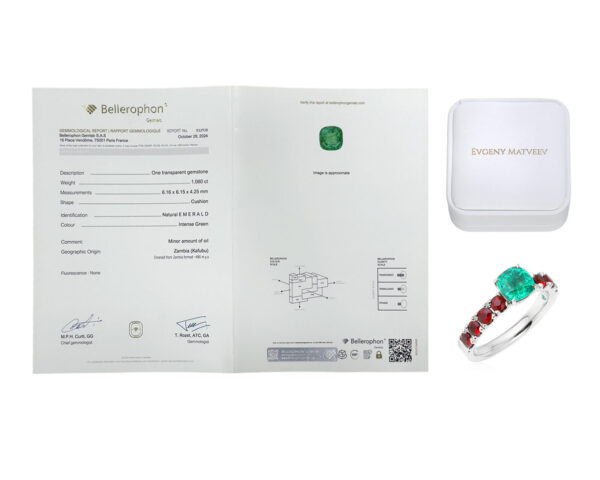 Платиновое кольцо с изумрудом Замбия 1.06ct Evgeny Matveev