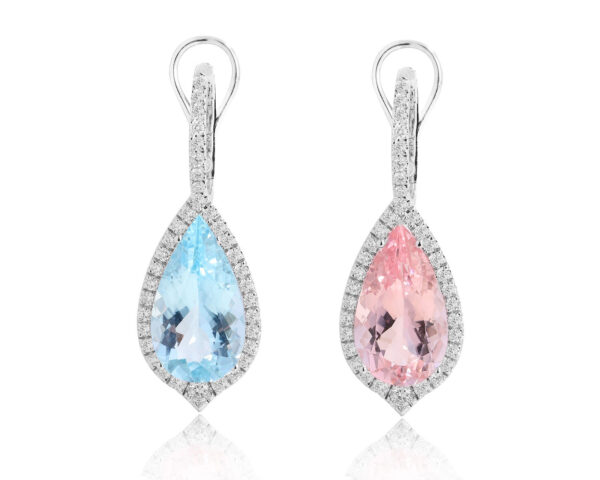 Золотые серьги с аквамарином 3.99ct и морганитом 4.21ct Evgeny Matveev