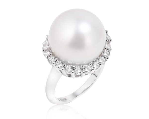 Золотое кольцо с жемчугом и бриллиантами 1.05ct Evgeny Matveev