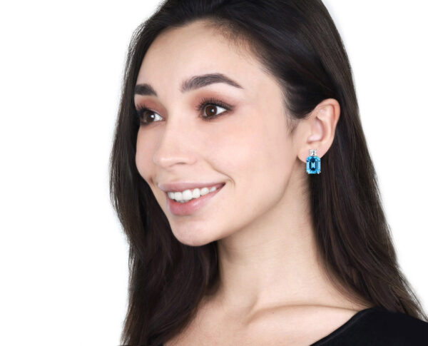 Золотые серьги с топазами London Blue 11.91ct Evgeny Matveev