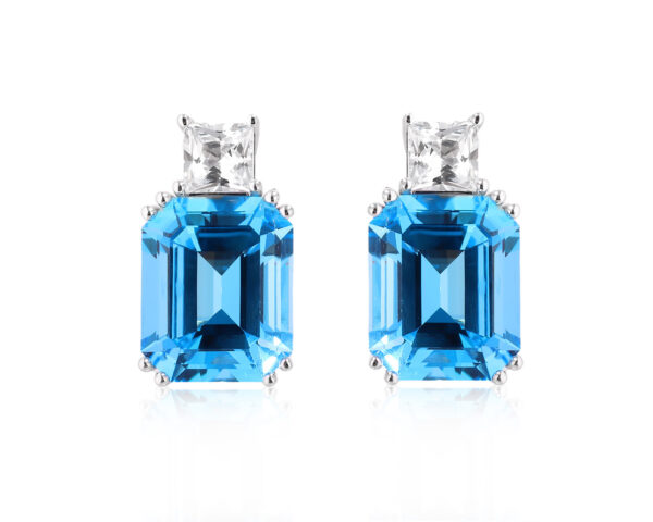 Золотые серьги с топазами London Blue 11.91ct Evgeny Matveev