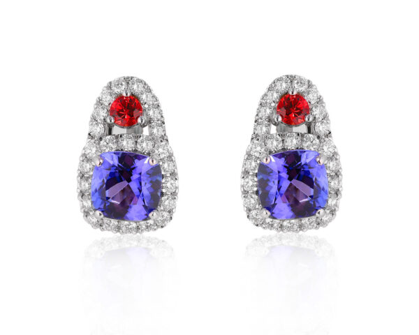 Золотые серьги с цветными камнями 5.27ct Evgeny Matveev