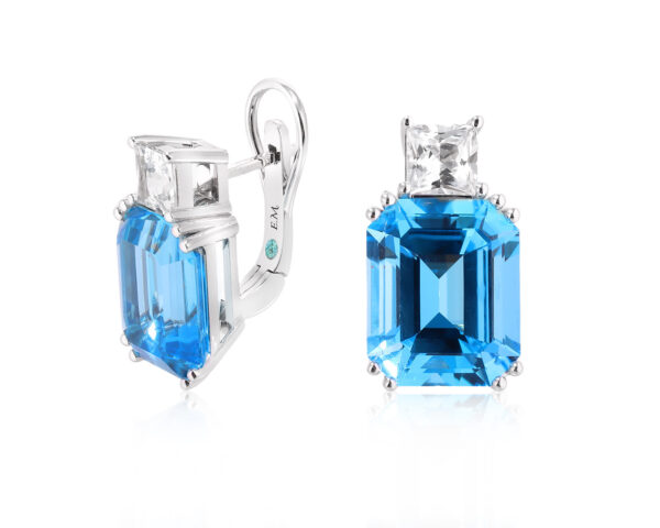 Золотые серьги с топазами London Blue 11.91ct Evgeny Matveev