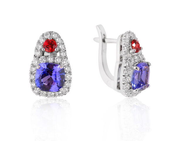 Золотые серьги с цветными камнями 5.27ct Evgeny Matveev