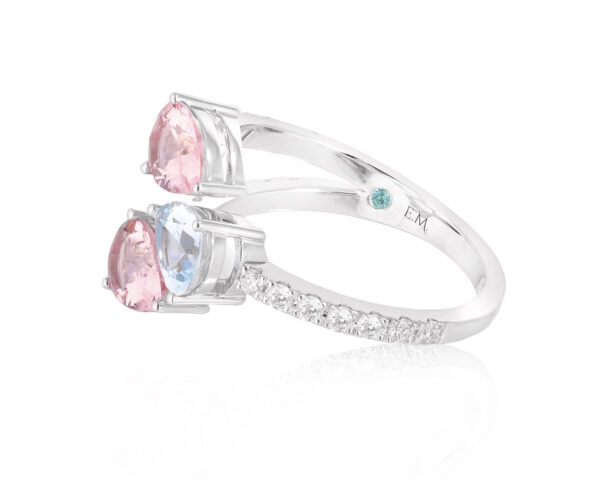 Золотое кольцо с аквамарином 0.60ct и морганитами 1.02ct Evgeny Matveev