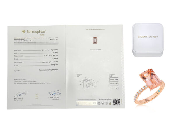 Золотое кольцо с морганитом 4.21ct Evgeny Matveev