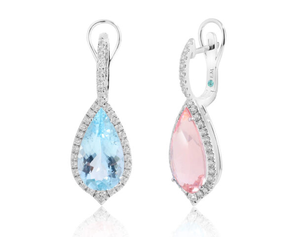 Золотые серьги с аквамарином 3.99ct и морганитом 4.21ct Evgeny Matveev