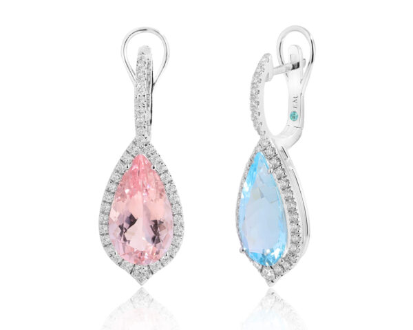 Золотые серьги с аквамарином 3.99ct и морганитом 4.21ct Evgeny Matveev