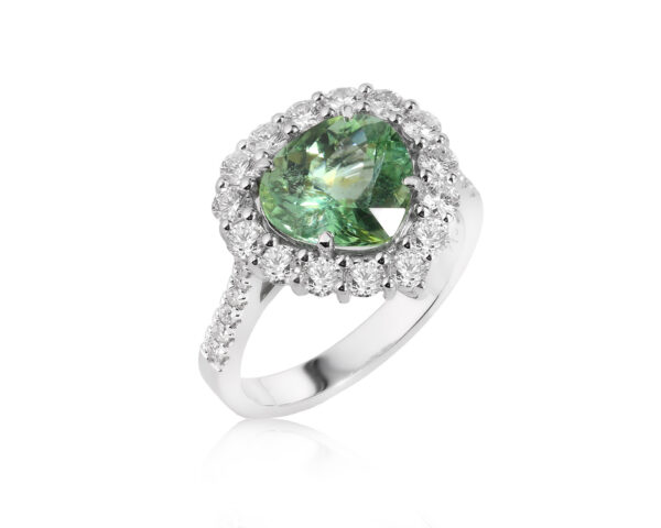 Золотое кольцо с зеленым турмалином параиба 3.08ct Evgeny Matveev