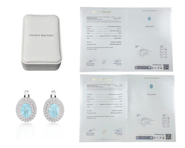 Золотые серьги с турмалинами параиба 1.46ct Evgeny Matveev