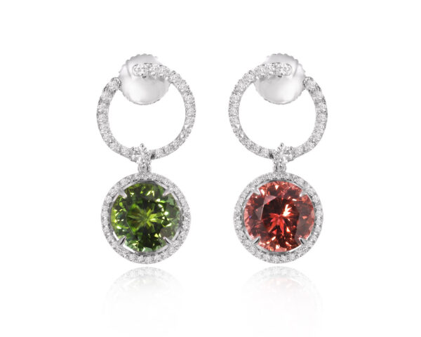 Золотые серьги с цветными турмалинами 7.26ct Evgeny Matveev