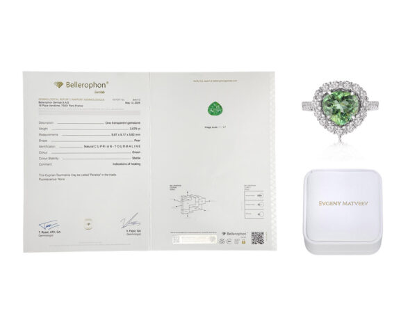 Золотое кольцо с зеленым турмалином параиба 3.08ct Evgeny Matveev