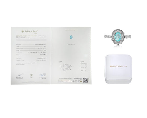 Золотое кольцо с турмалином параиба Мозамбик 0.96ct Evgeny Matveev