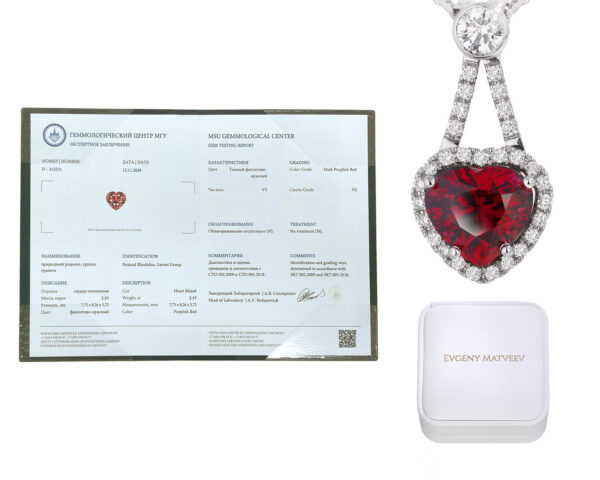 Золотое колье с гранатом родолитом 2.43ct Evgeny Matveev
