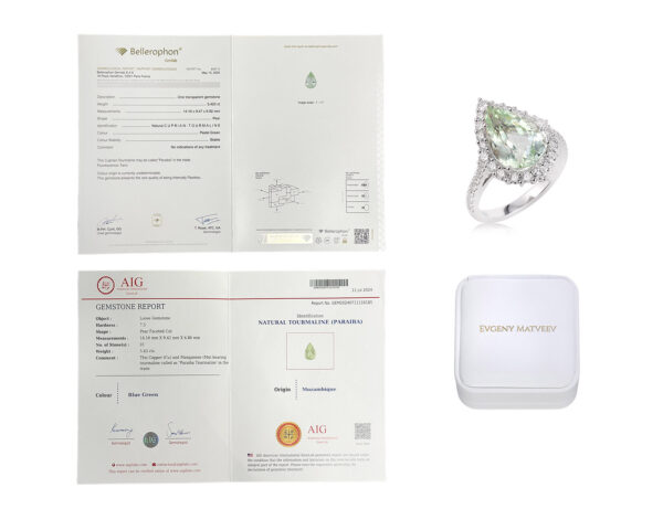 Золотое кольцо с турмалином параиба 5.42ct Evgeny Matveev